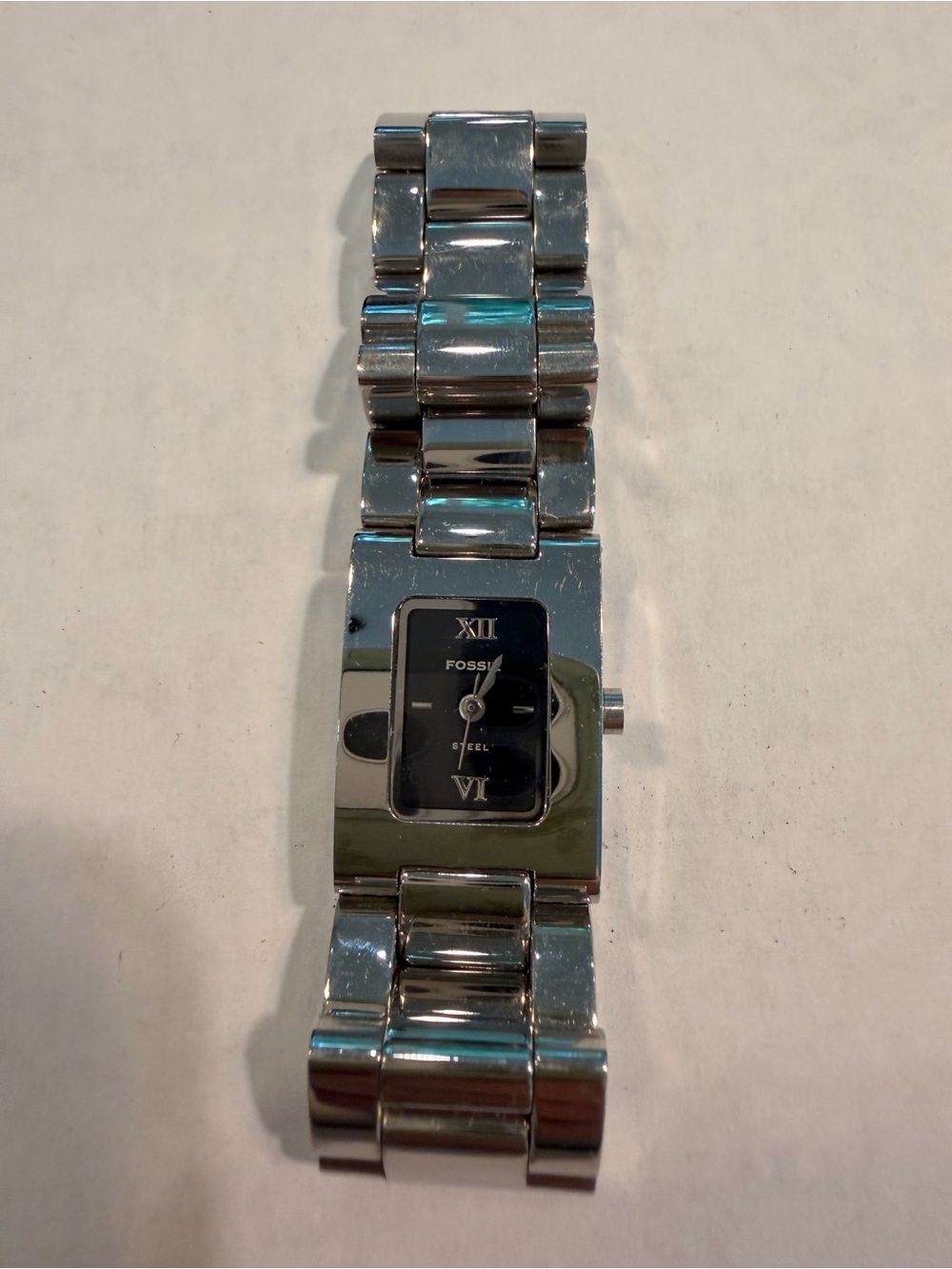 Vintage Fossil Steel Women’s Watch FS-2587 Stainless Steel Rectangle Watch